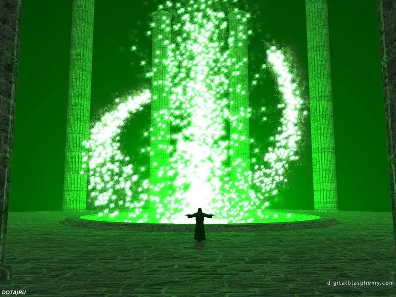 green magic ritual scene