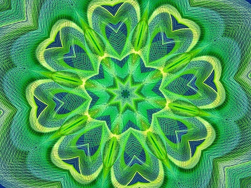 Green Mandala Pattern — Hypnotic, Digital Art