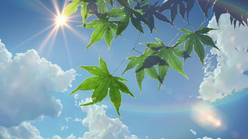 Green Maple Leaves — Blue, Serene