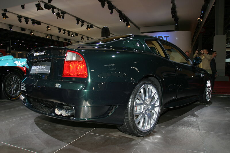 Green Maserati at auto show