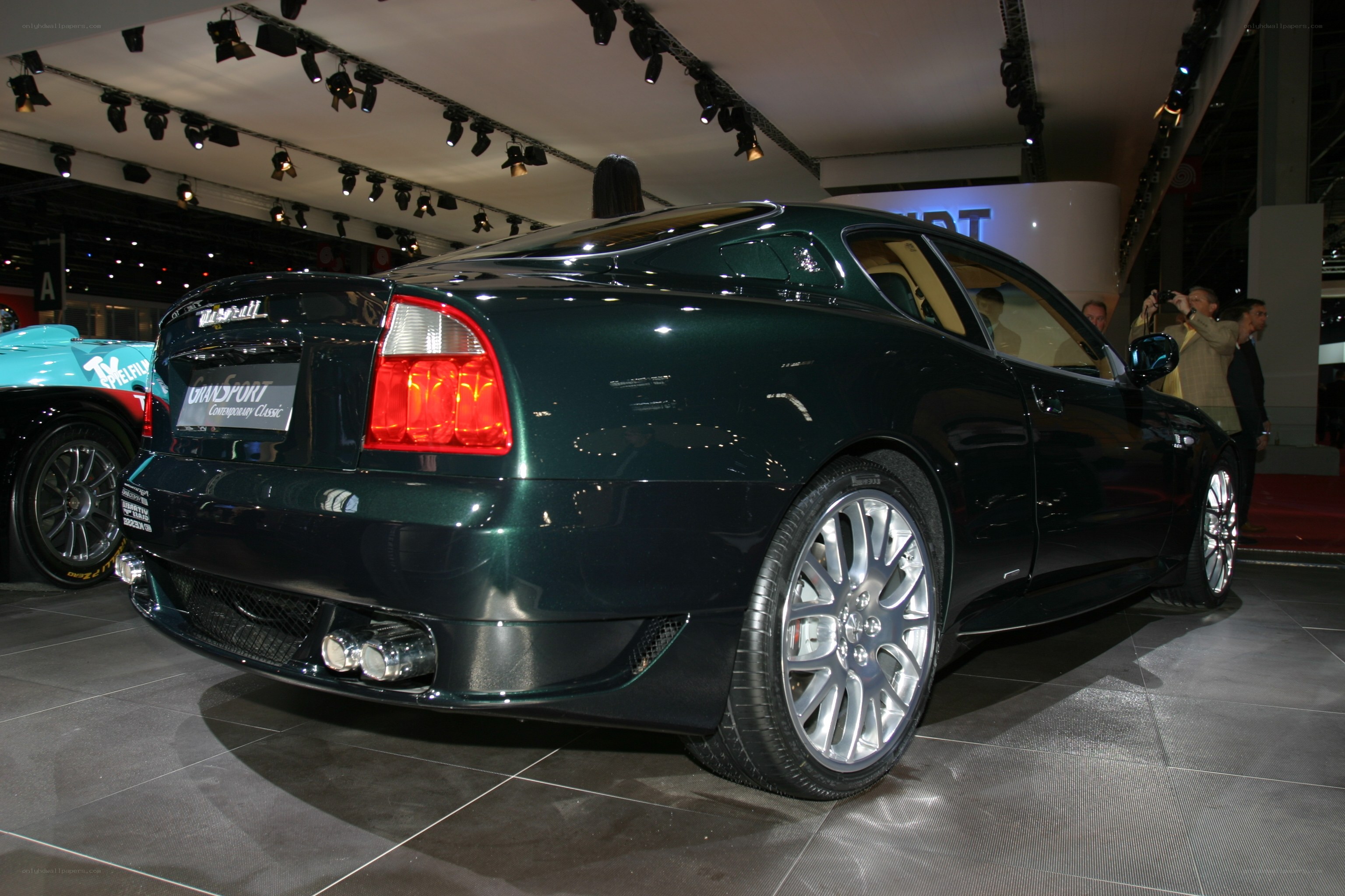 Green Maserati at auto show