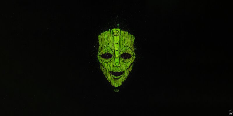 Green Mask on Black Background