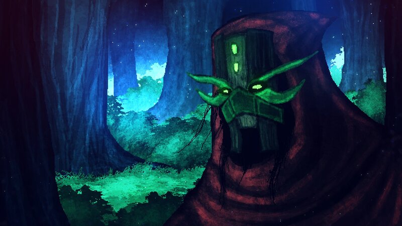 Green-masked Figure — Blue