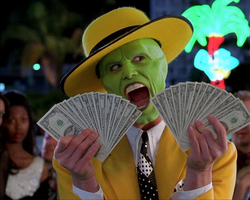 Green-masked Man with Money — Green