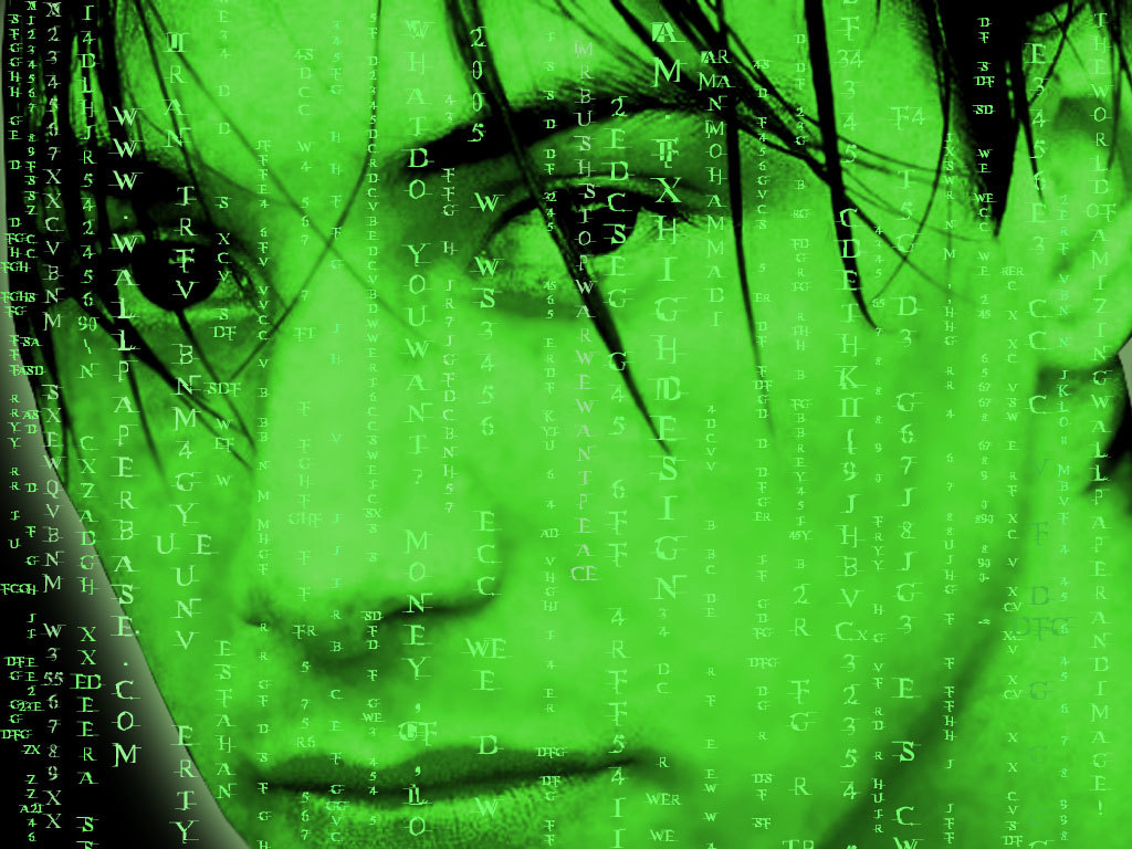 green matrix code background