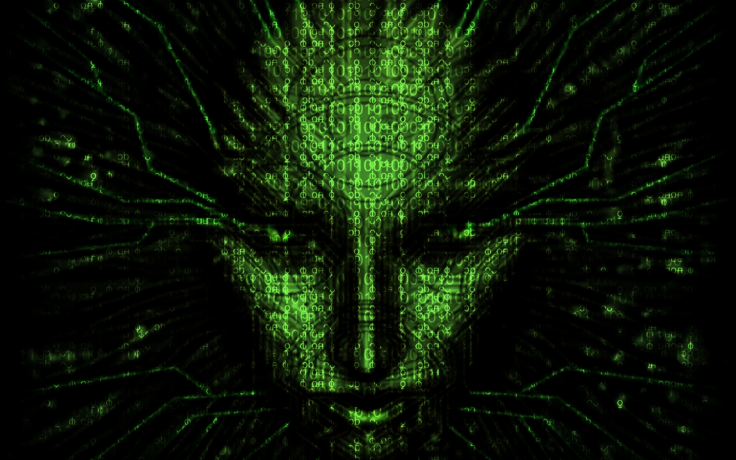 green matrix code background