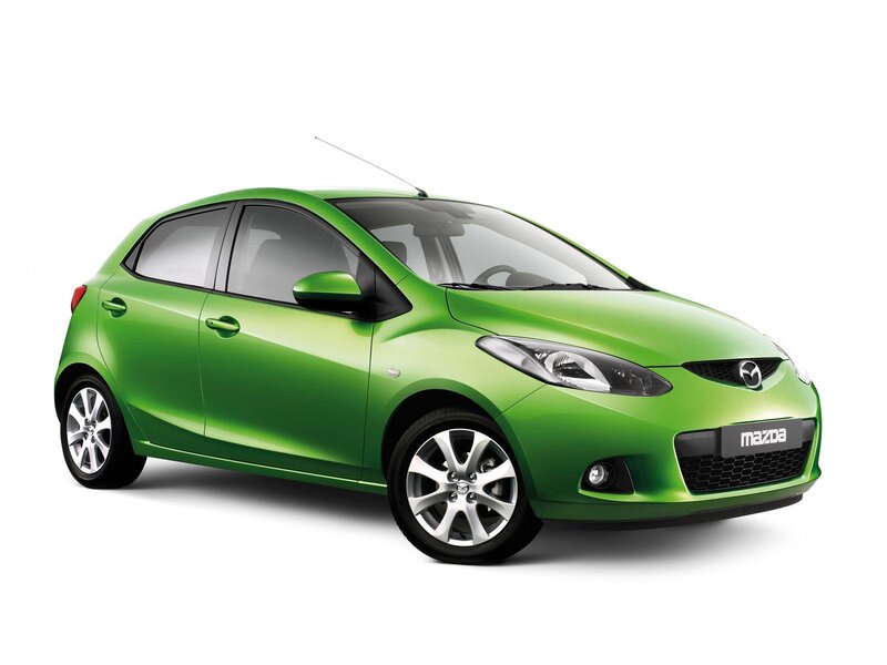 Green Mazda Hatchback — Neutral, Photograph, Car, Antenna, Wheels