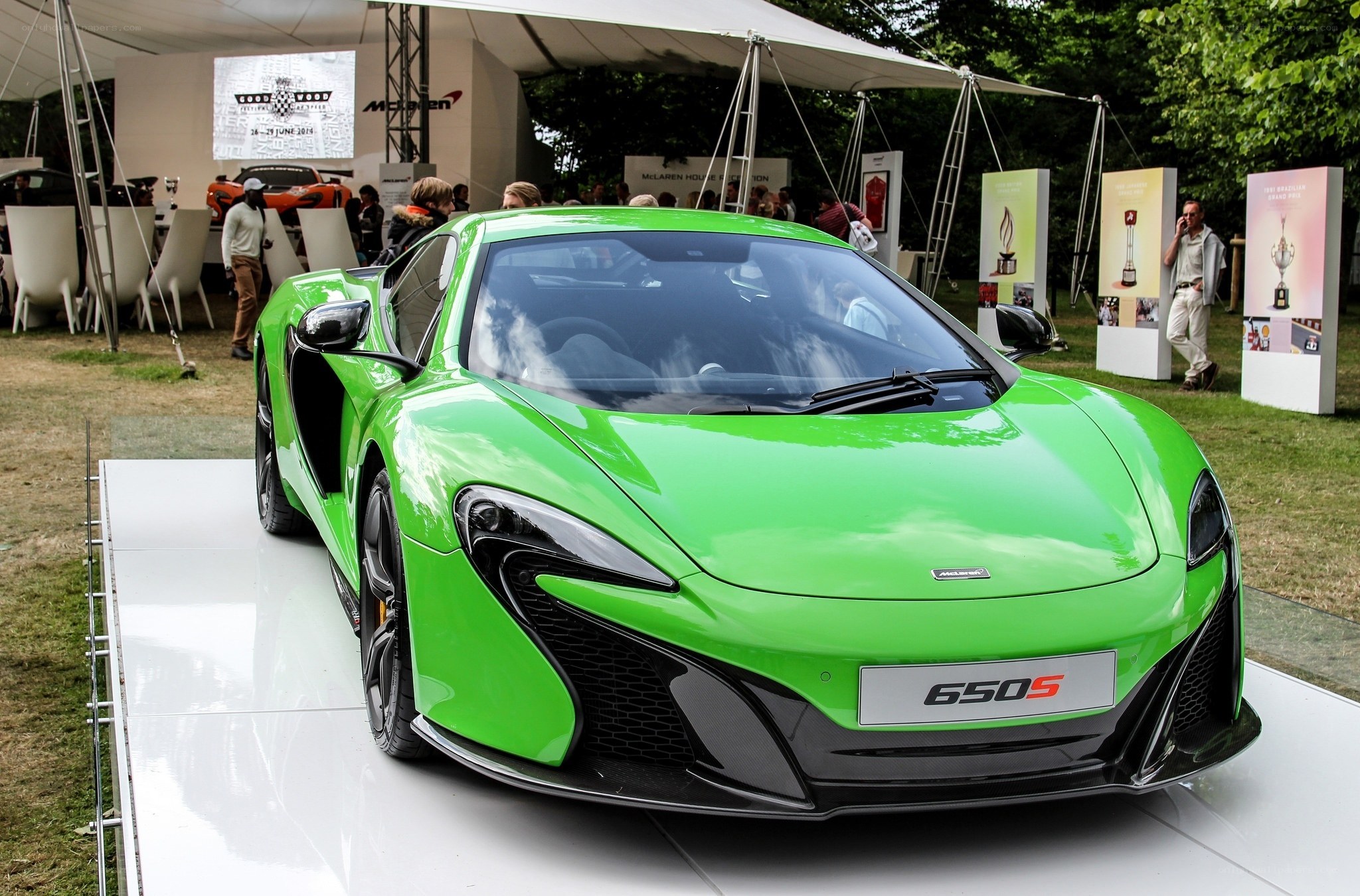 Green McLaren 650S on display