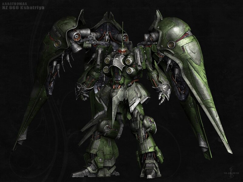 Green Mecha Robot — Dramatic, Digital Art, Wings