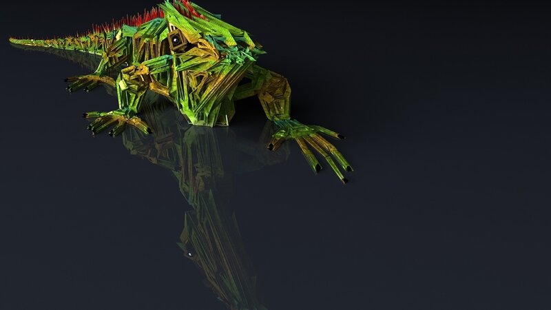 Green Mechanical Lizard — Dramatic