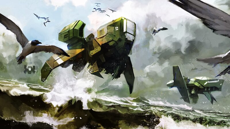 Green Mechs in Ocean