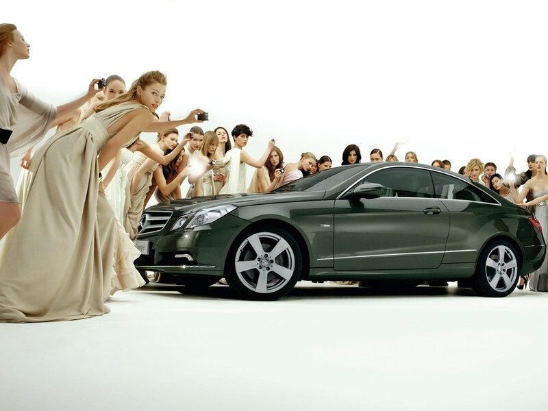 Green Mercedes-benz Coupe — White