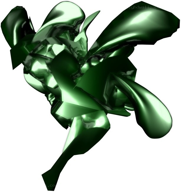 green metallic abstract figure