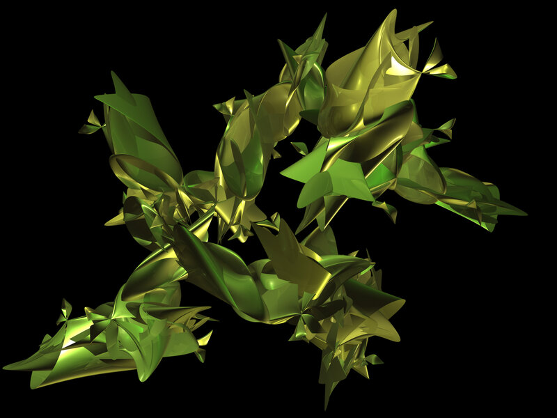 Green Metallic Abstract Form — Dramatic