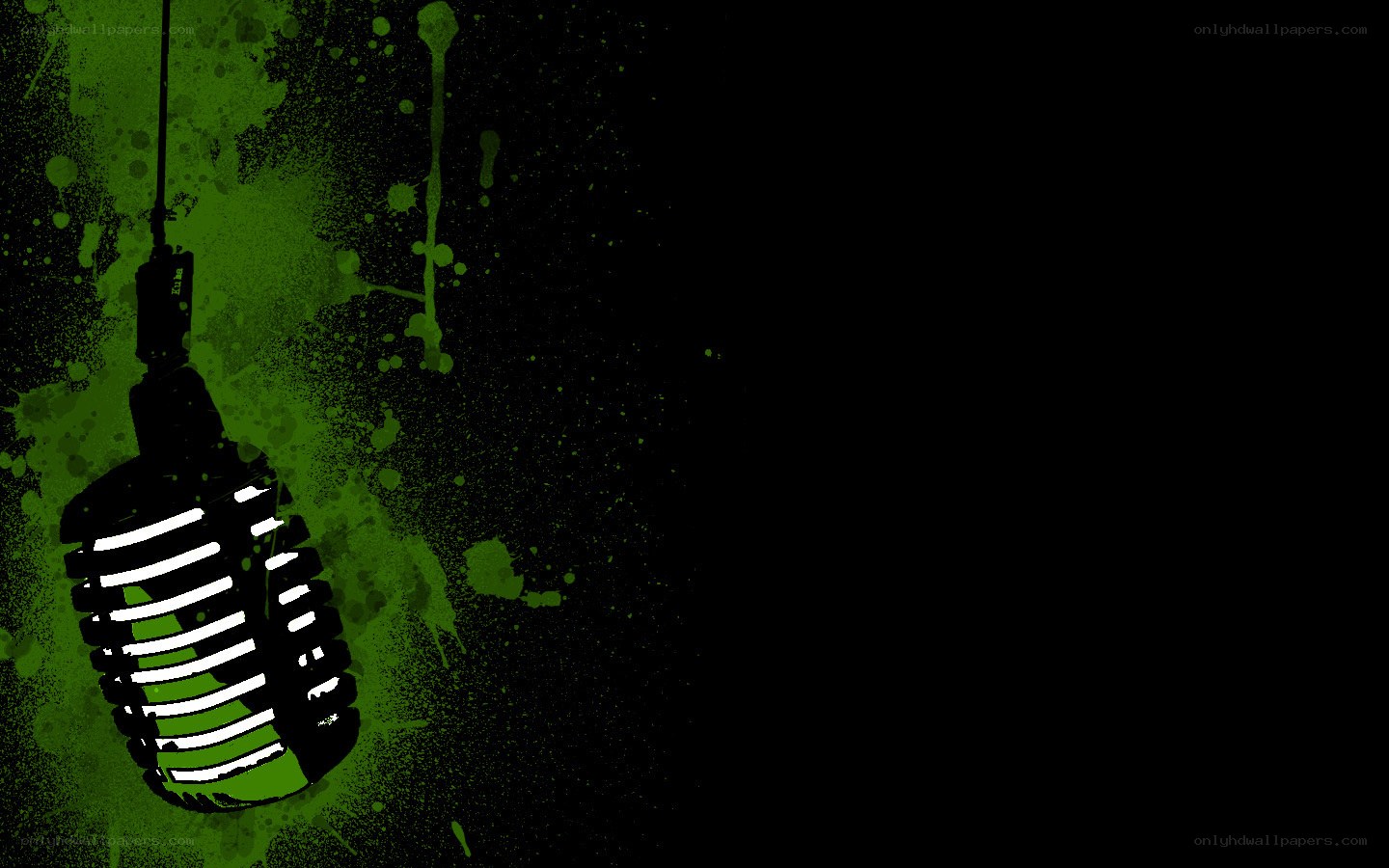 green microphone splatter art