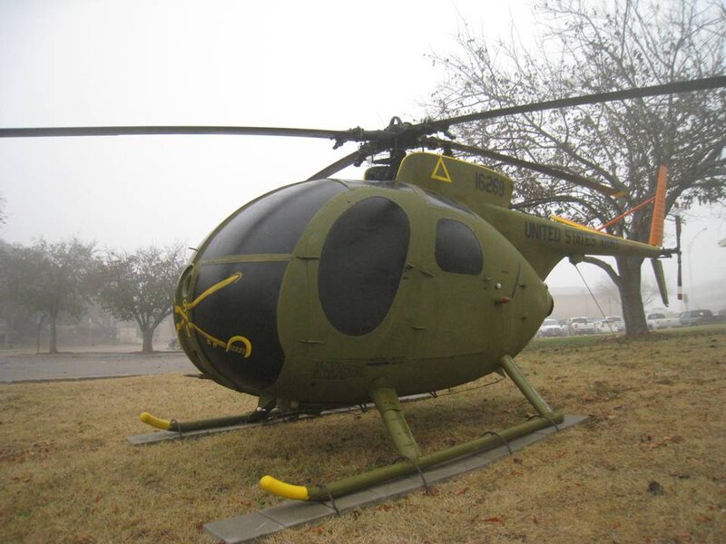 Green Military Helicopter — Overcast