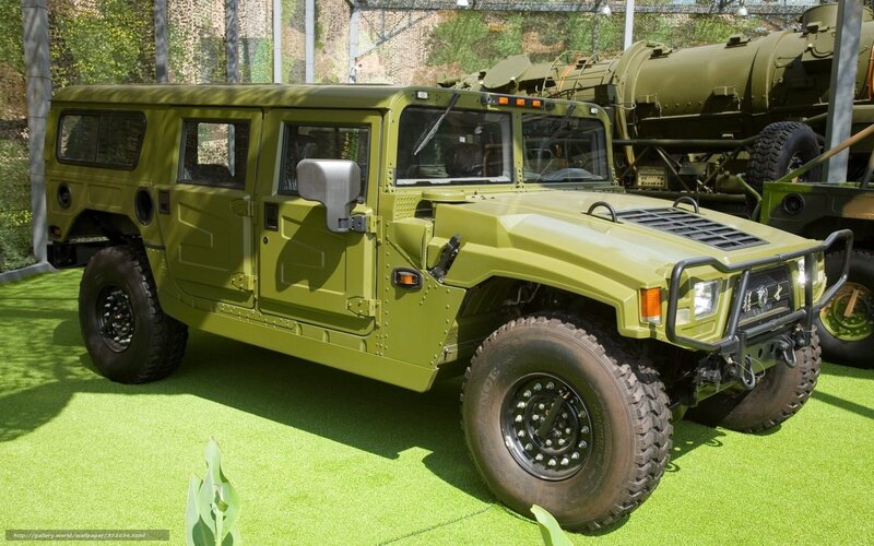 Green military Humvee vehicle