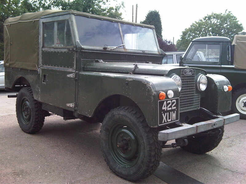 Green military jeep parked