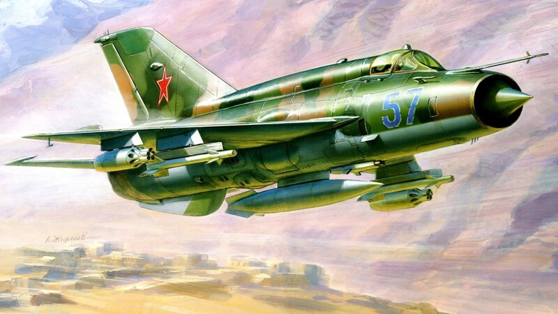 Green Military Jet — Dramatic