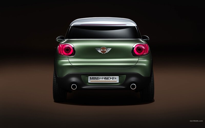 green mini concept car rear view