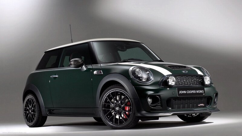 Green Mini Cooper Car — Dramatic, Photograph, Headlights