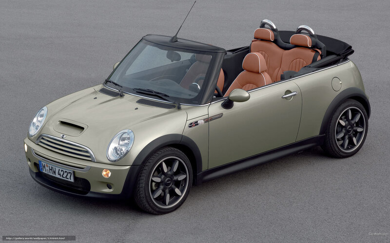 Green Mini Cooper convertible