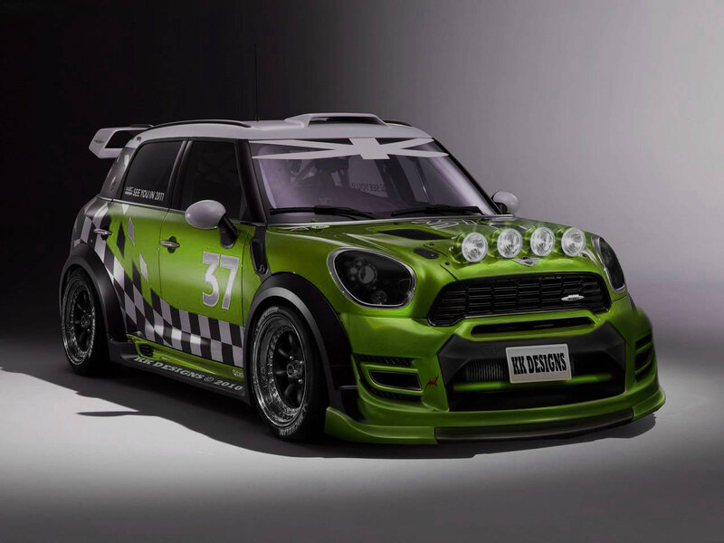 Green Mini Cooper Race Car