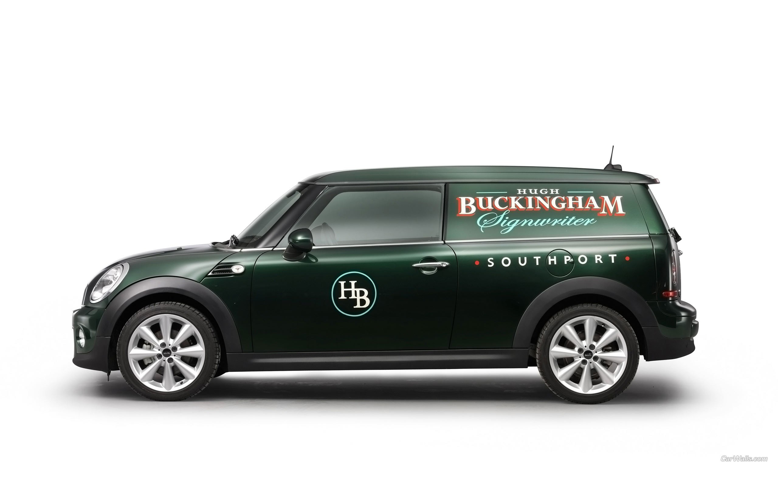 green mini cooper van
