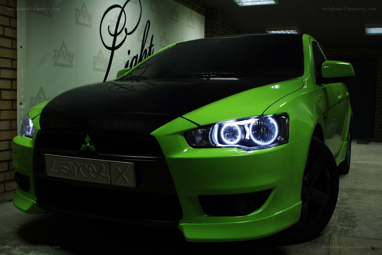 green mitsubishi lancer x