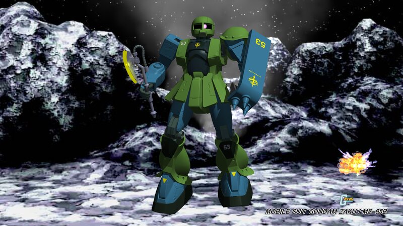 Green Mobile Suit Robot — Dramatic, Night