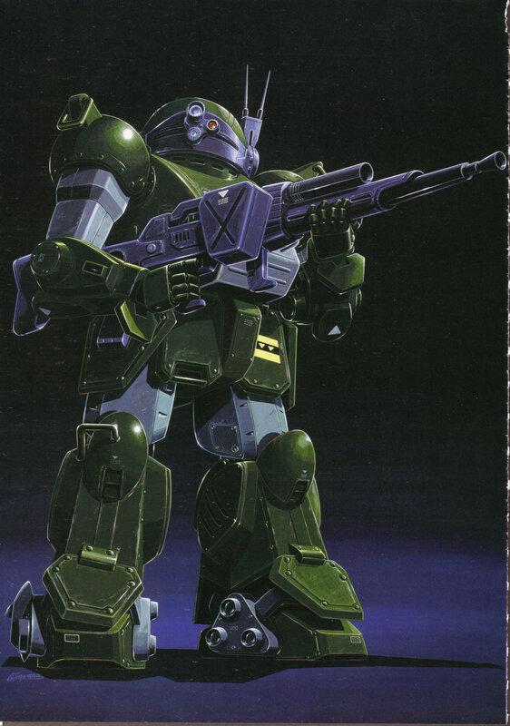 Green mobile suit with rifle