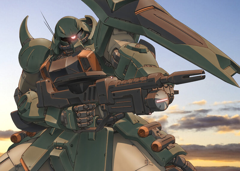 Green mobile suit with weapon