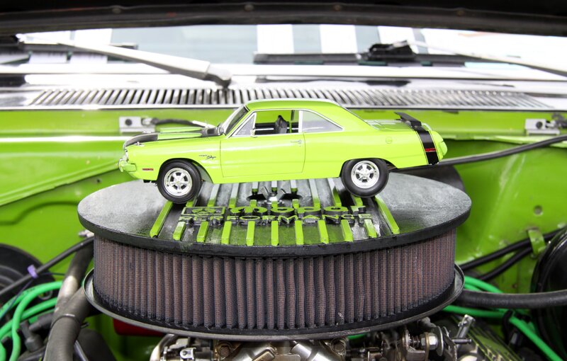 Green Model Car on Air Filter