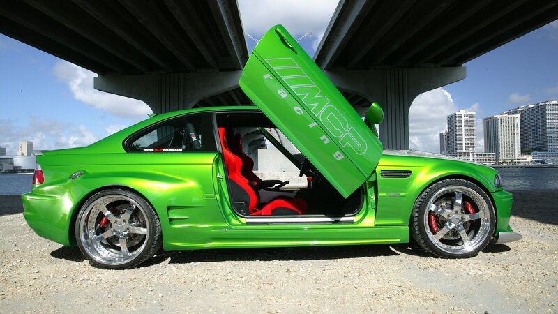 Green Modified Car — Dramatic, Afternoon, Photograph, Bridge