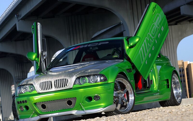 Green Modified Car — Dramatic, Afternoon