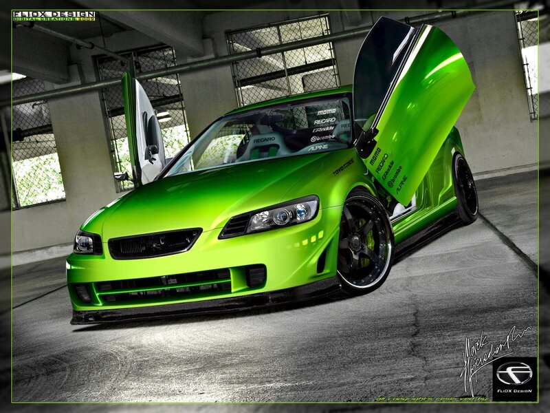 Green Modified Car — Dramatic, Digital Art, Car Door