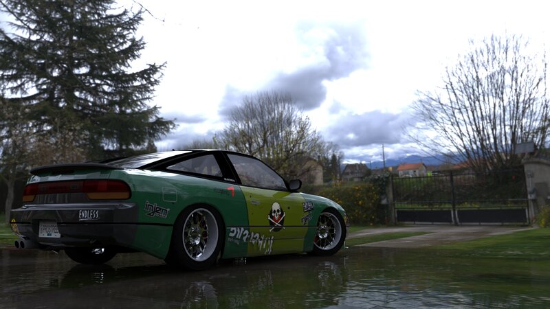 Green Modified Car — Overcast