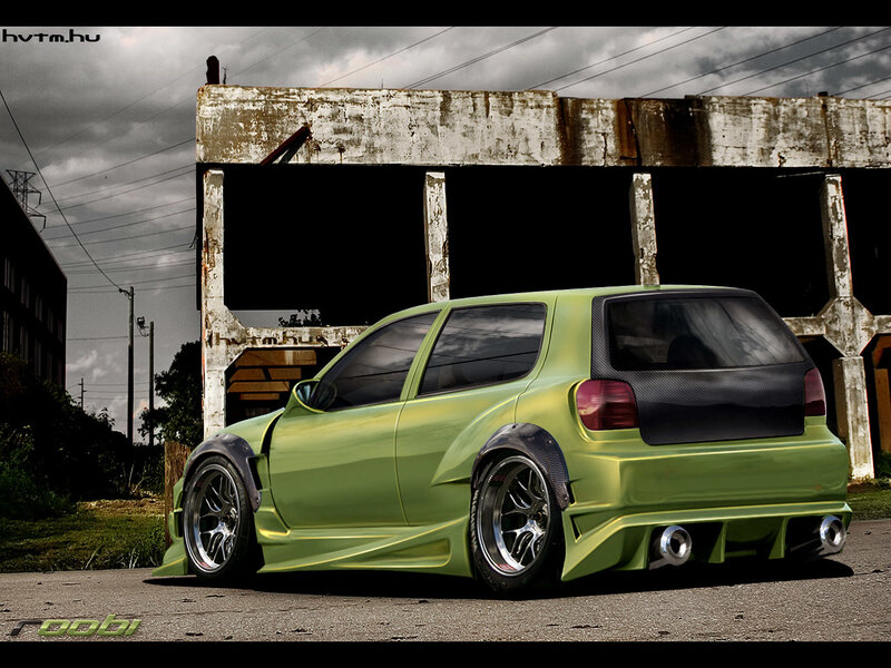 Green Modified Hatchback — Dramatic