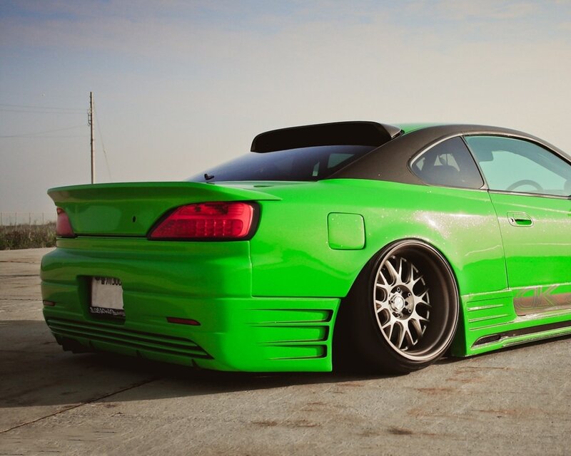 green modified sports car