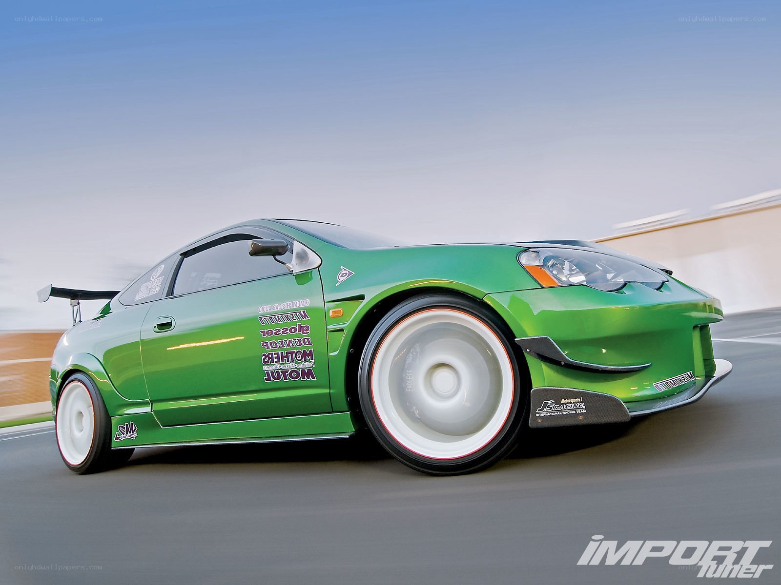 green modified sports car