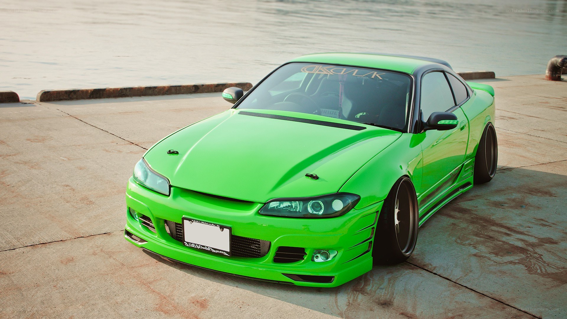 green modified sports car