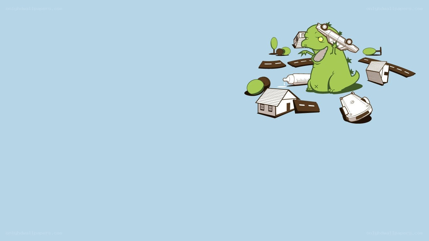 green monster destroys town