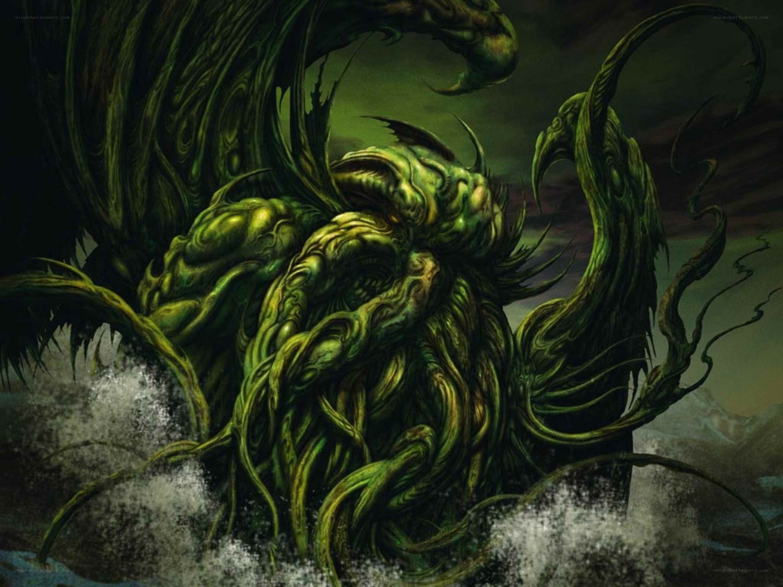 green monster emerging from water