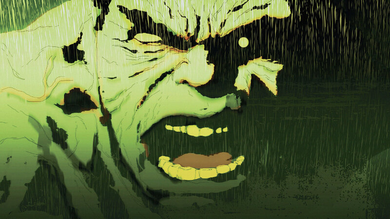 Green Monster Face — Dramatic
