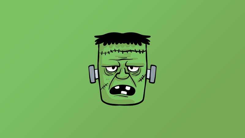 Green Monster Face — Grumpy