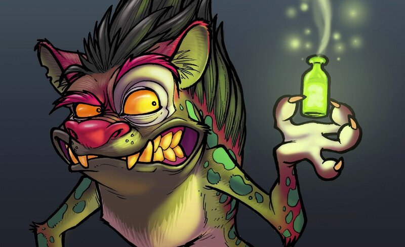 Green Monster Holding Bottle