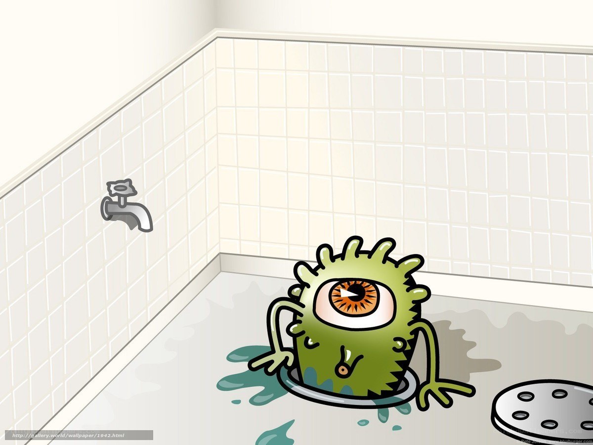 green monster in bathtub