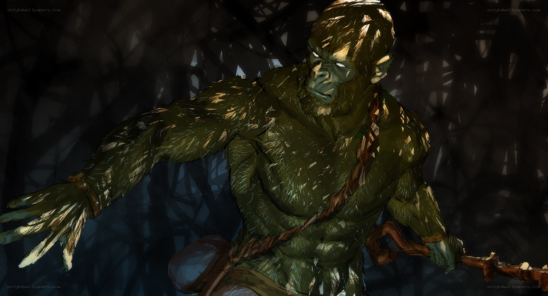 green monster in dark forest