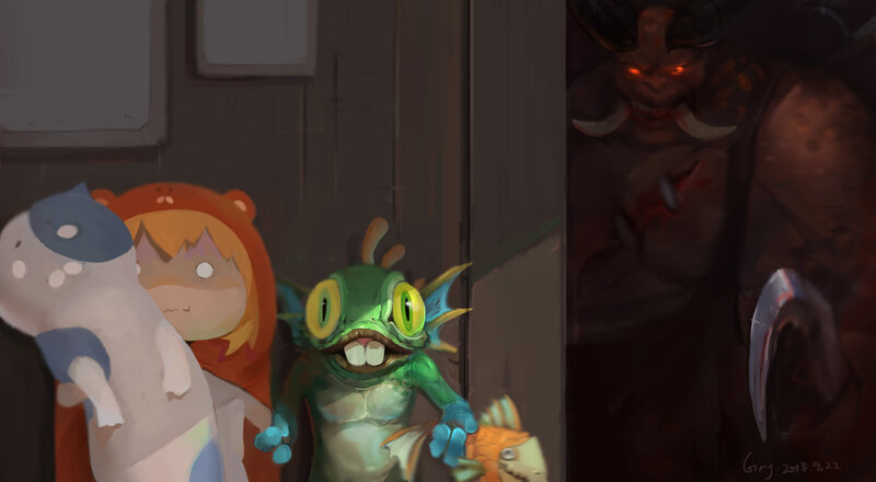 Green Monster in Hallway
