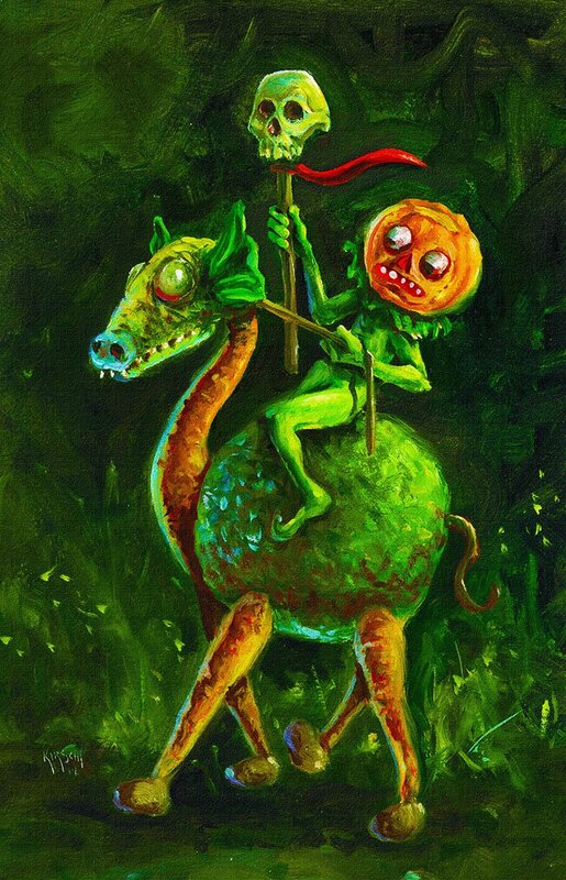 Green monster riding creature